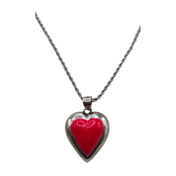 Silver Tone Heart Pendant With Silver Tone Bezel Set - Picture 3 of 3